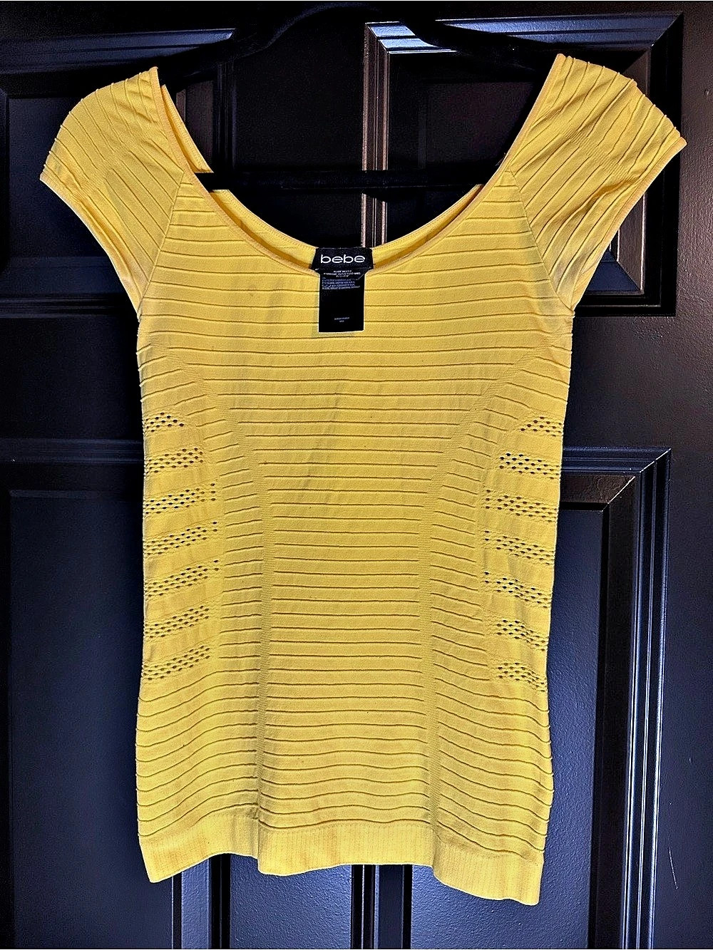 Bebe Yellow Ribbed Tank Top Small - Picture 2 of 5